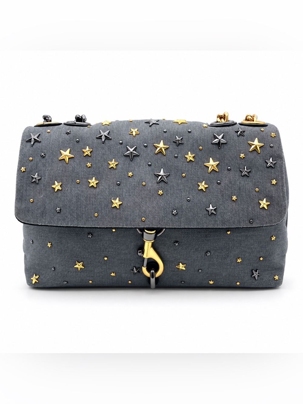 Rebecca Minkoff Grey Medium Edie Star Studded Flap Bag